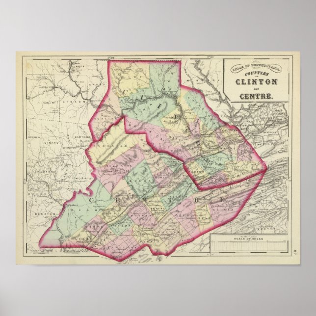 Affiche Clinton, comtés du Centre (Devant)