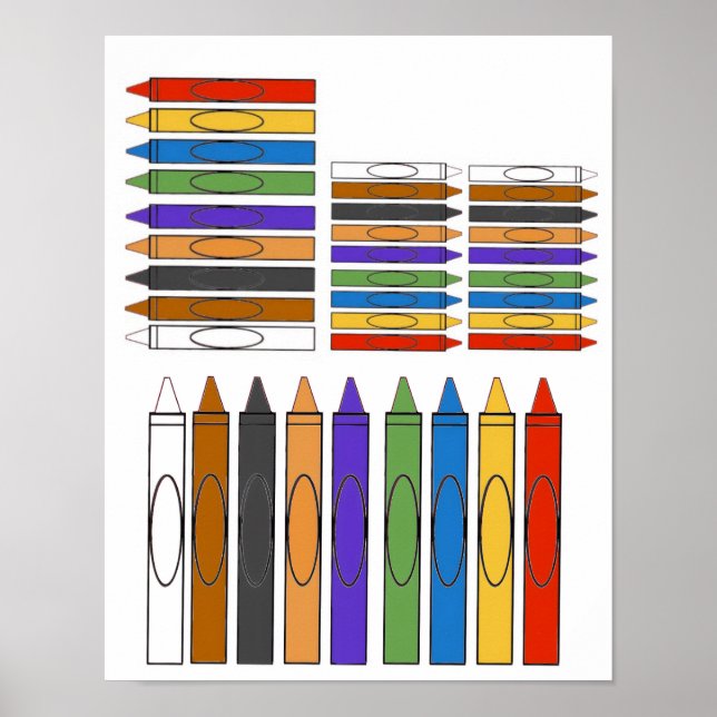 Affiche Clip Art de crayons de couleur  (Devant)