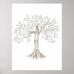 Affiche Clipart de l'arborescence de la famille aquarelle