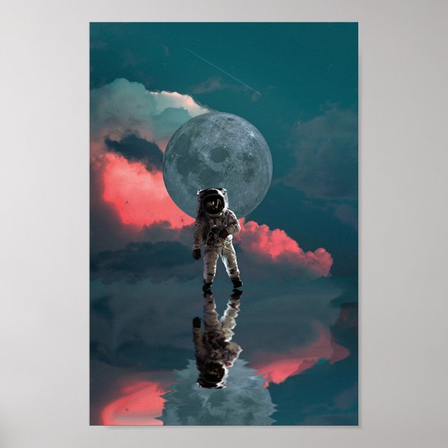 Affiche Clipart de l'espace de l'astronaute de l'extérieur (Devant)
