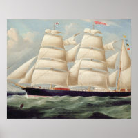 Clipper Barque 'Clendovey' (oil on canvas)
