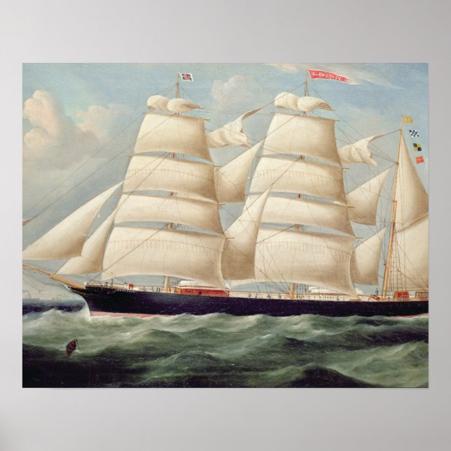 Affiche Clipper Barque 'Clendovey' (oil on canvas) (Devant)