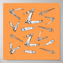 Clippers à ongles en Orange Illustrated Art