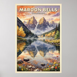 Affiche Clochers Marron Colorado Voyage Vintage