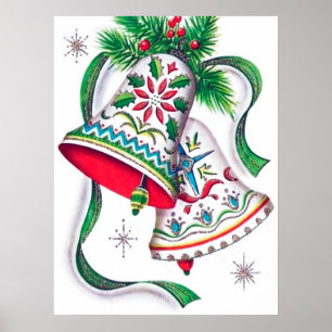 Affiche Cloches de Noël rétro vintage