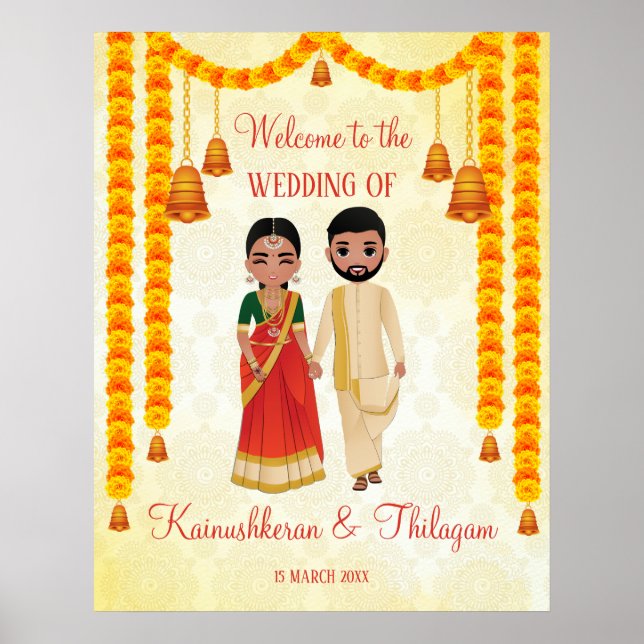 Affiche Cloches des guirlandes de Marigold avec Tamil Telu (Devant)