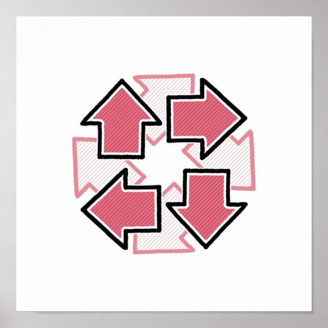 Affiche Clockwise Arrows Minimal Geometric Red (Devant)