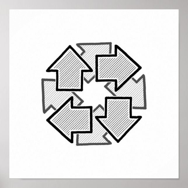 Affiche Clockwise Arrows Minimal Geometric White Variant 1 (Devant)