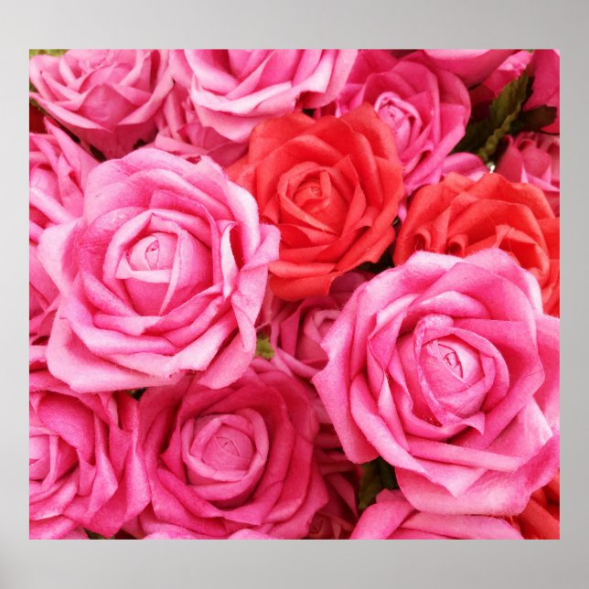Affiche Closeup Arrière - plan de Rose Rouge Artificielle (Devant)