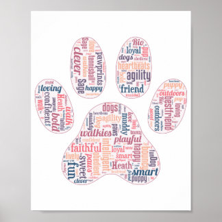 Affiche Clouage de mots empreintes de pattes