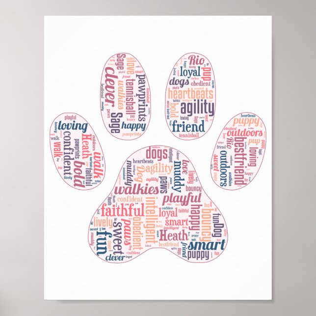 Affiche Clouage de mots empreintes de pattes (Devant)