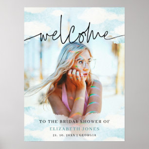 Affiche Cloud 9 Fête des mariées bleue et blanche Photo de