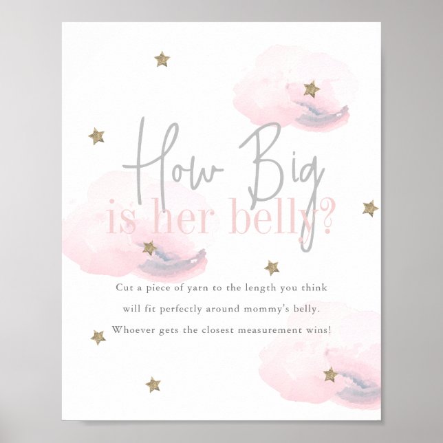 Affiche Cloud 9 Gold Stars Baby shower rose Comment Big Be (Devant)