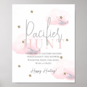 Affiche Cloud 9 Gold Stars Baby shower rose Pacifique chas