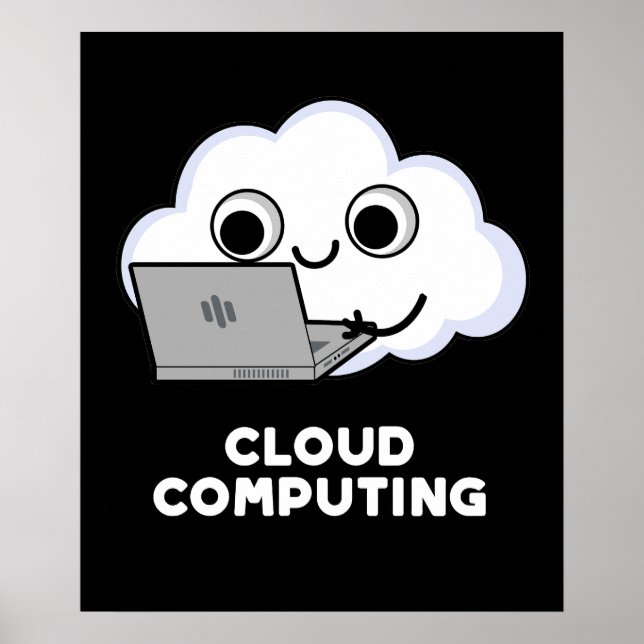 Affiche Cloud Computing Ordinateur Météo Pun Dark BG (Devant)
