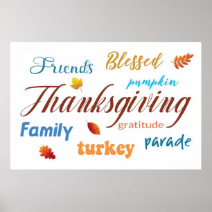Affiche Cloud de Thanksgiving Word