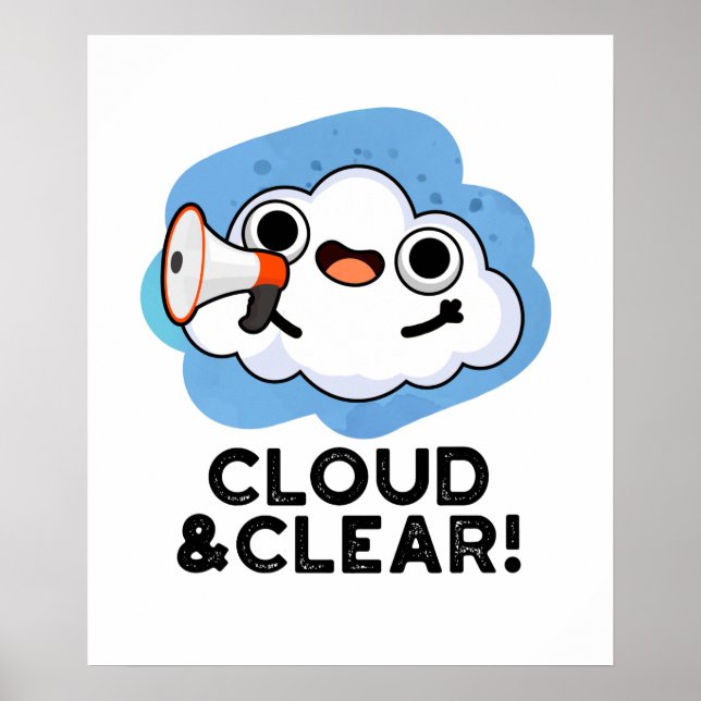 Affiche Cloud Et Clair Funky Météo Pun (Devant)