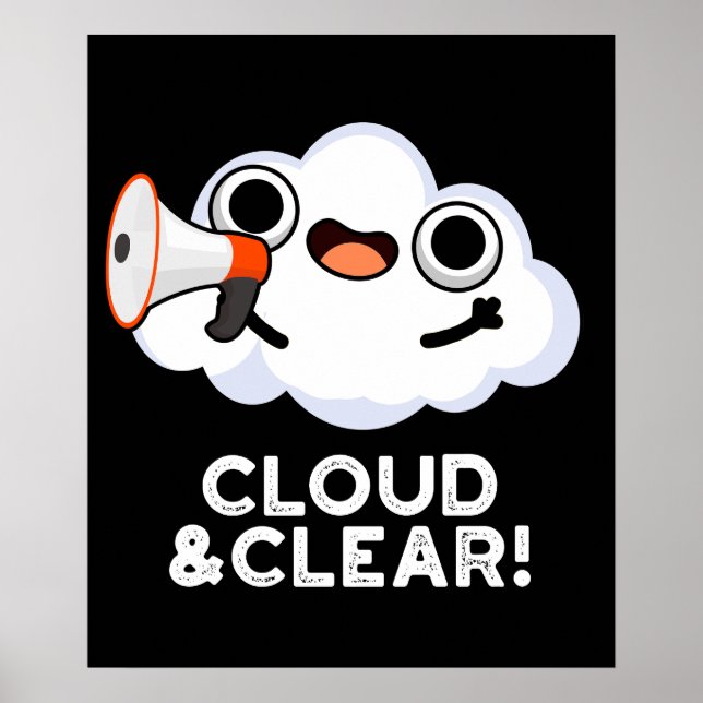 Affiche Cloud Et Clair Funky Météo Pun Dark BG (Devant)