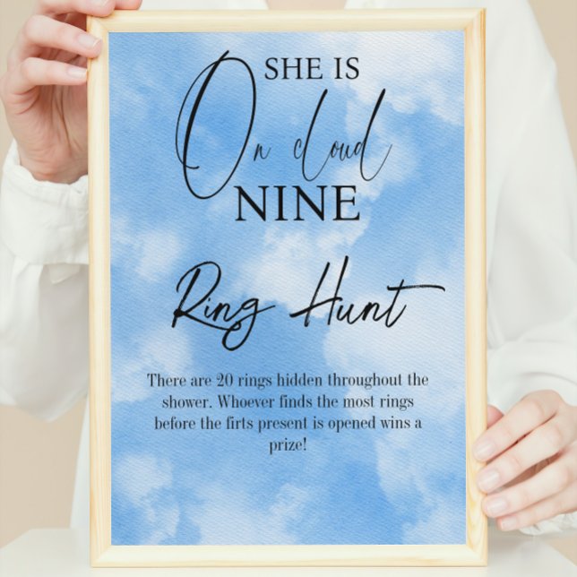 Affiche Cloud Nine Sky Blue Bridal Shower Ring Hunt Game (Créateur téléchargé)