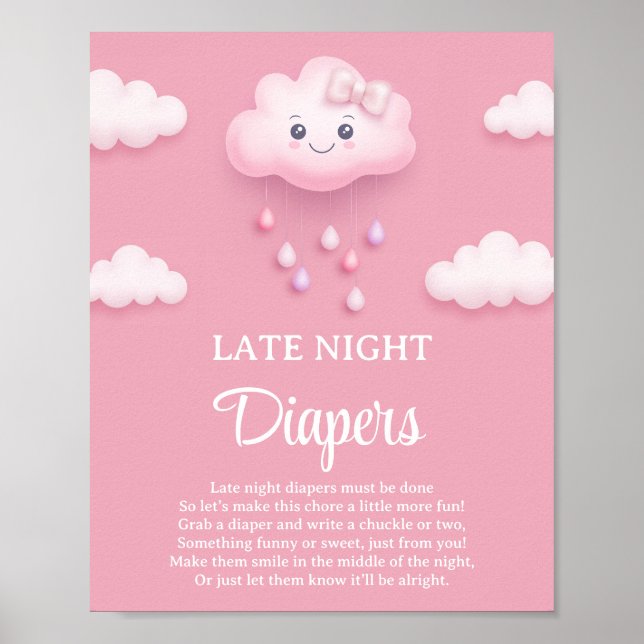 Affiche Cloud rose pastel 9 Diapositives nocturnes signe d (Devant)