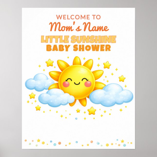 Affiche Clouds and Stars Baby Shower Welcome Sign (Devant)
