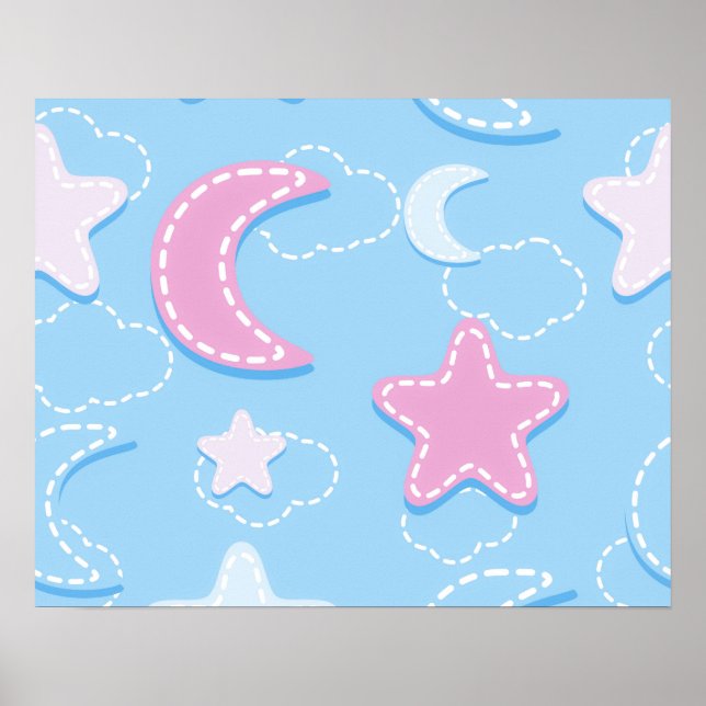 Affiche Clouds Cute and Adorable Pastel Moon | (Devant)