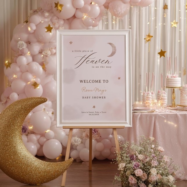 Affiche Clouds Petit morceau de Ciel Baby shower Bienvenue (Clouds Little Piece of Heaven Baby shower Welcome Poster)