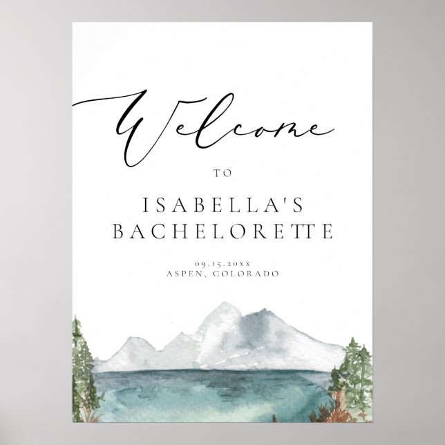 Affiche CLOVER Mountain Lake Pine Bachelorte Bienvenue (Devant)