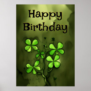 Affiche Clovers Whimsical Joyeux anniversaire