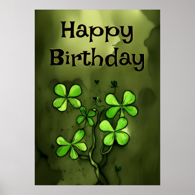 Affiche Clovers Whimsical Joyeux anniversaire (Devant)