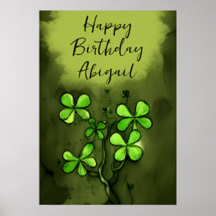 Affiche Clovers Whimsical Personnalisé Joyeux anniversaire