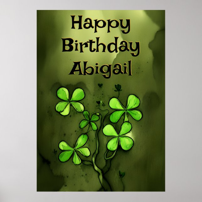 Affiche Clovers Whimsical Personnalisé Joyeux anniversaire (Devant)