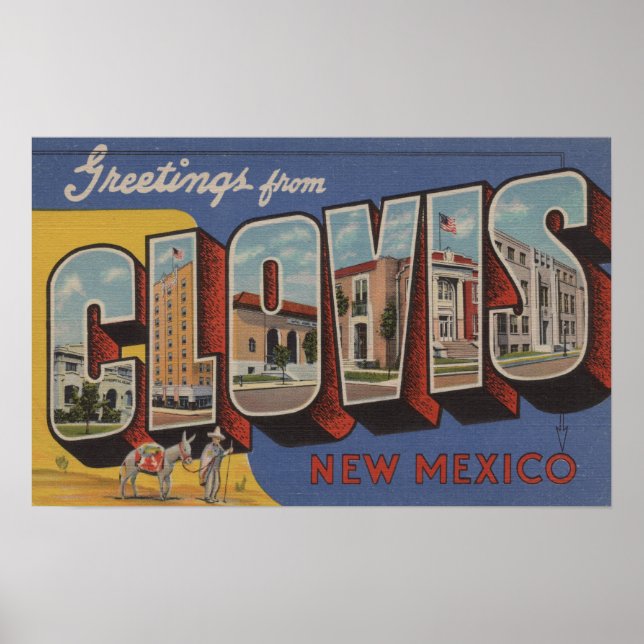 Affiche Clovis, Nouveau-Mexique - Scènes de grandes lettre (Devant)