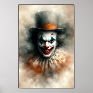 Affiche Clown à l'aquarelle regardant dans votre âme