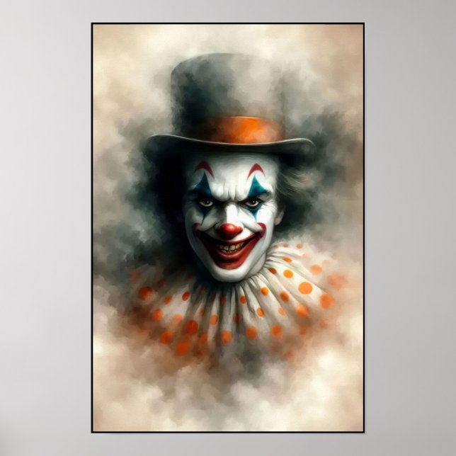 Affiche Clown à l'aquarelle regardant dans votre âme (Devant)