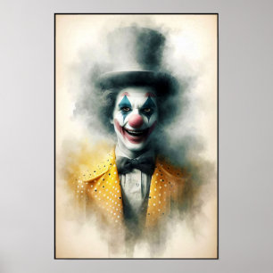 Affiche Clown à l'aquarelle regardant dans votre âme