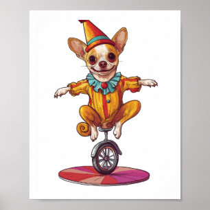 Affiche Clown Chihuahua � Chien de Cirque Drôle