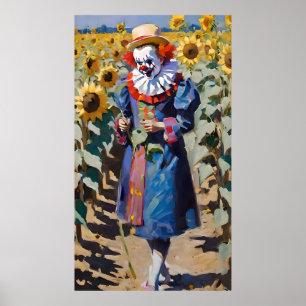 Affiche clown cueillette tournesol