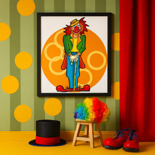 Affiche Clown de dessin Whimsical aux couleurs vives