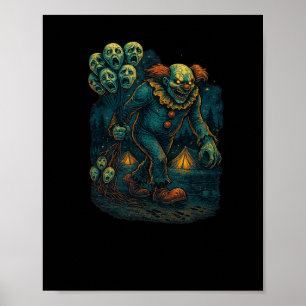 Affiche Clown Déplaisant Malin Avec Crier Hauné Lloons Gr