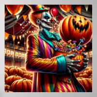 Clown effrayant avec Jack O' Lantern Halloween
