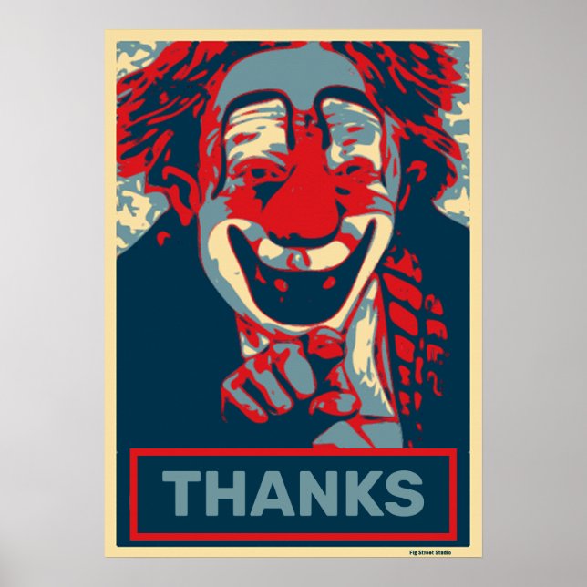 Affiche Clown en rouge et bleu, modifier le texte (Devant)