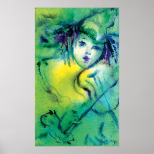 AFFICHE CLOWN EN VERT