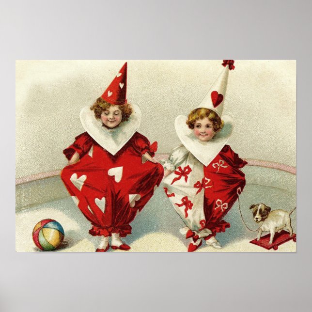 Affiche Clown enfants Chien Ball Coeur (Devant)