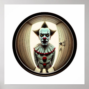 Affiche Clown intense qui s'avance à travers la porte Fi