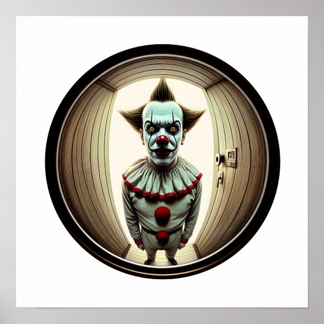 Affiche Clown intense qui s'avance à travers la porte | Fi (Devant)