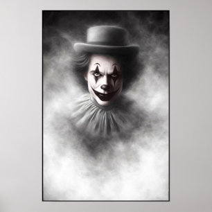 Affiche Clown maléfique vintage en chapeau haut-de-forme
