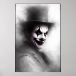 Affiche Clown maléfique vintage en haut-de-forme