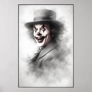 Affiche Clown maléfique vintage en haut-de-forme