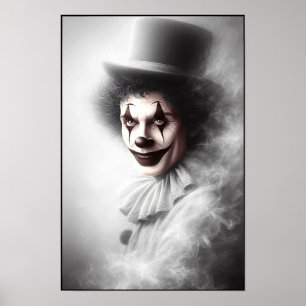 Affiche Clown maléfique vintage en haut-de-forme